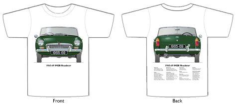 MGB Roadster (disc wheels) 1965-69 T-shirt Front & Back
